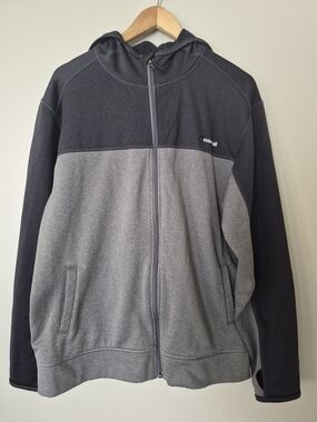 Cloudveil Men’s XL Full Zip Fleece Hoodie Gray Black Outdoor 24” PTP